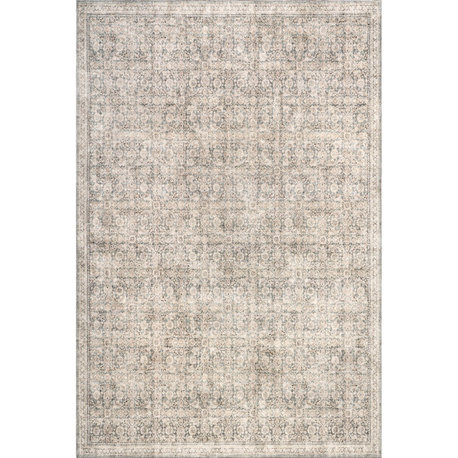 Nuloom Hillstone Collection Traditional Vintage Medallion Rug, Grey 9' x 12'