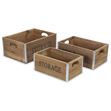 3-Piece Leo Wooden "Storage" Crate Set