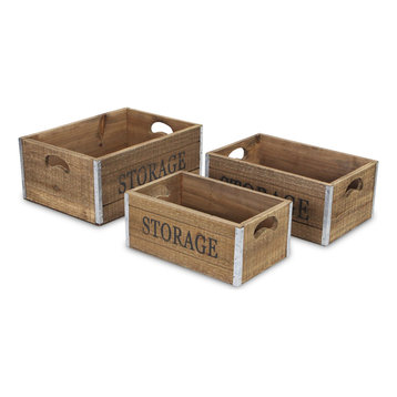 3-Piece Leo Wooden "Storage" Crate Set