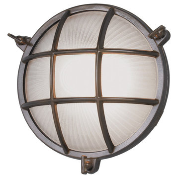 Mariner 1 Light Outdoor Wall Sconce, Chome with Frosted Glass