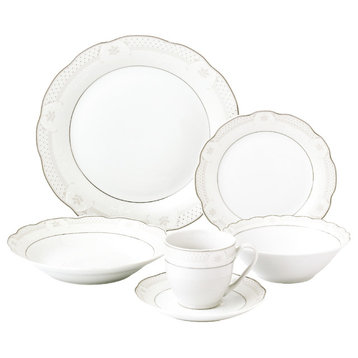 24 Piece Wavy Dinnerware-Porcelain-Srvice for 4-Atara