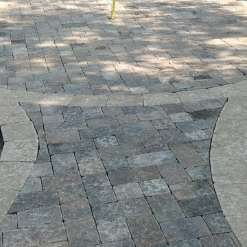 Paver Patio with Boarder and Fire Pit with Stone Blocks