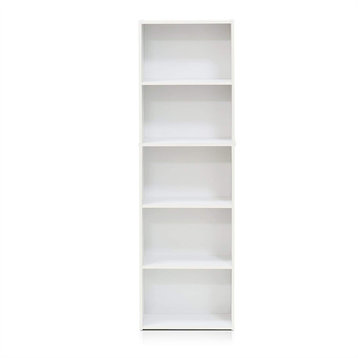 Furinno 5-Tier Reversible Color Open Shelf Bookcases, White/Green, 2-Pack