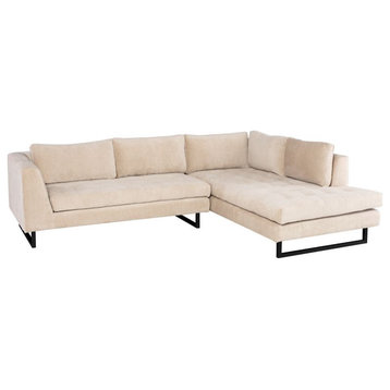Nuevo Furniture Janis Right Arm Chaise Sectional Sofa in Almond/Black