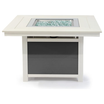 Park City 25"H x 42"W HDPE Fire Pit Table, Two Tone Base, Square Top, White Top