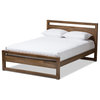 Torino Mid-Century Modern, Solid Walnut Wood, Open Frame Platform Bed, Queen