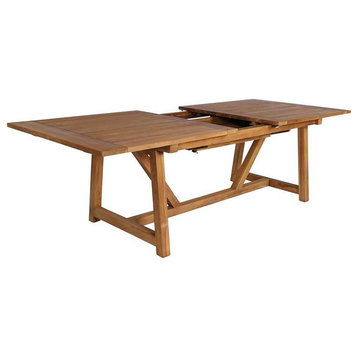 George Outdoor Teak Dining Extension Table, 79 (110)x39", Natural