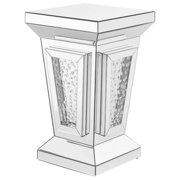 Elegant Decor Modern 24" Clear Crystal Mirrored Accent Pedestal End Table