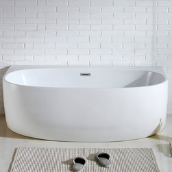 58'' x 33'' White Oval Soaking Free-Standing Bathtub - Bathtubs