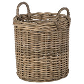 Tall Narrow Wicker Storage Basket - Antique Walnut Brown - Medium