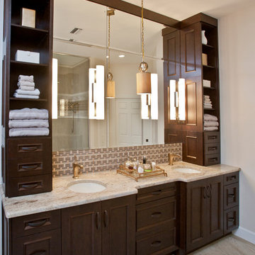 Hotel style spa master bathroom