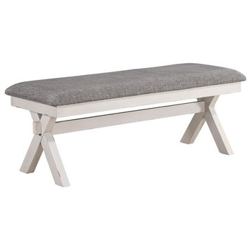 Furniture of America Egretta Fabric Padded Dining Bench in Gray