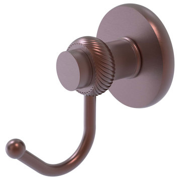 Mercury Robe Hook with Twisted Accents, Antique Copper