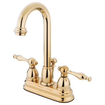 Kingston Brass KB3612NL 4 in. Centerset Bathroom Faucet, Polished Brass