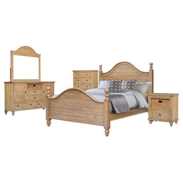 Sunset Trading Vintage Casual 5-Piece Wood Queen Bedroom Set in Maple Brown