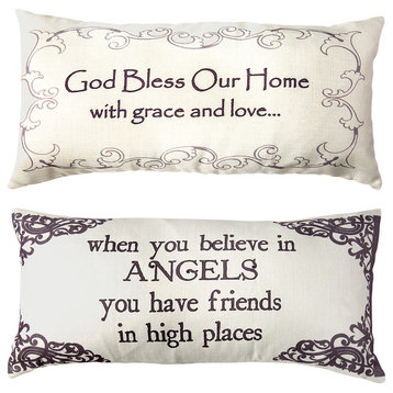 God Bless Angels Spiritual Ivory Message Pillow Spiritual Gifts and Quotes
