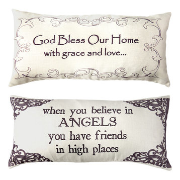 God Bless Angels Spiritual Ivory Message Pillow Spiritual Gifts and Quotes