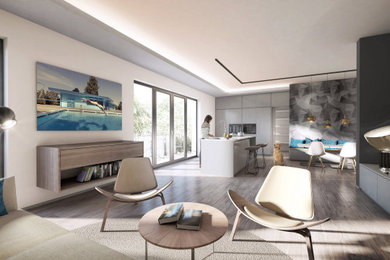 Living room - contemporary living room idea in Leipzig