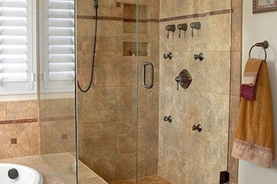 Bathroom - beige tile and ceramic tile bathroom idea in Denver