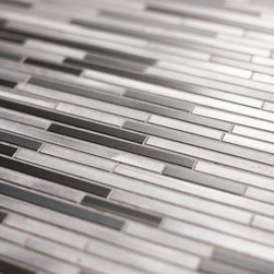 GBM Manufacturing - City Lights 16"x12" Aluminum Metal Thin Linear Mosaic Tile,New York, Set of 11 - Mosaic Tile