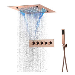LED Musical Shower System, Hand Shower, Rose Gold A - Remote Control Light - Showerheads And Body Sprays