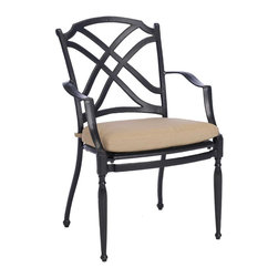 Westport Traditional Cast Aluminum Dining Arm Chair by Summer Classics - Outdoor Dining Chairs