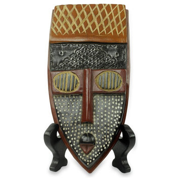 Novica Elavanyo African Beaded Wood Mask