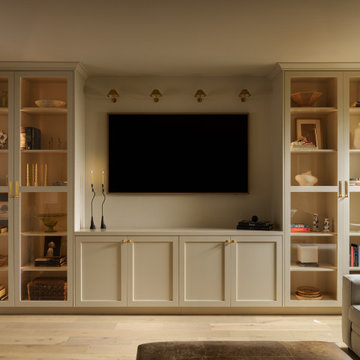 Built-In Media Wall with Channel-Lit Display Towers – Yorba Linda