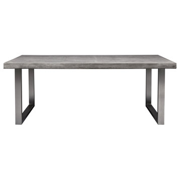 Mixx Miller Dining Table, Brushed Stainless Steel Frame, Dark Gray Top