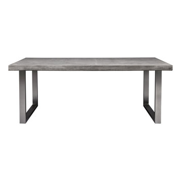 Mixx Miller Dining Table, Brushed Stainless Steel Frame, Dark Gray Top