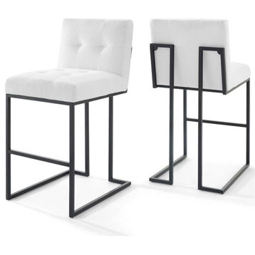 Modway Privy 27.5" Modern Fabric Bar Stools in Black/White (Set of 2)