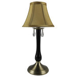 Urbanest - Perlina Accent Lamp, Antique Brass and Black Base with Crystal Accent - Urbanest accent lamp with antique brass and black metal base; includes shade in gold faux silk