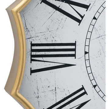 Anita Wall Clock, White and Black With Gold
