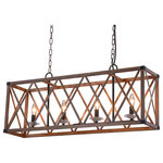 CWI Lighting - Marini 4 Light Chandelier With Wood Grain Brown Finish - Inspired by something old and something new, this oversized Marini 4 Light Chandelier in wood grain brown finish will best fit modern farmhouse interiors. Its neutral color, clean lines, and design that features style and practicality all points to rustic sophistication. This light fixture measures 36 inches long and would look right at home over a dining table, a pool table in your entertainment room, or over a kitchen island counter. Feel confident with your purchase and rest assured. This fixture comes with a one year warranty against manufacturers defects to give you peace of mind that your product will be in perfect condition.