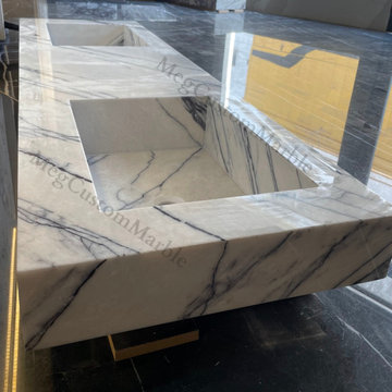 Mrs Corinne Bath Project 72" New York Marble Double Sink Vanity - Lilac Marble