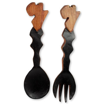 Africa Wood Wall Adornments, 2-Piece Set