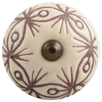 Set of Four Etched Ceramic Drawer Knobs