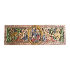 Mogulinterior - Consigned Vintage Carved Headboard Vishnu hindu god the preserver Yoga Decor - Wall Sculptures