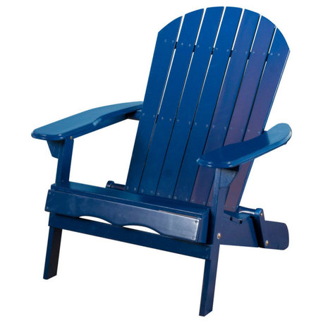 GDF Studio Milan Outdoor Folding Wood Adirondack Chair, Navy Blue