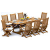 9-Piece Outdoor Teak Dining Set 94" Masc Rectangle Table 8 Warwick Folding Chair