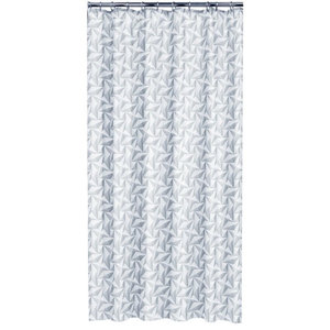 Leona Grey White Sheer Fabric Shower Curtain Floral Scroll Damask