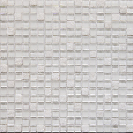 12"x12" Glass and Stone Mosaic Tile, Opal, Mini Square, Set of 5