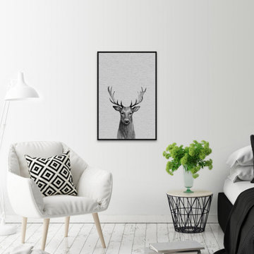 "Staring Buck III" Floater Framed Painting Print on Canvas