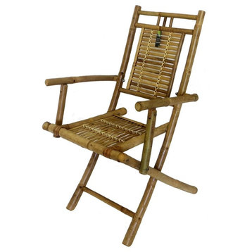 Bamboo Folding Arm Chair, Set of Two Pieces, 22"W x 24"D x 37"H