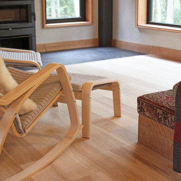 Select Ash Plank Flooring, Living Room with Wood Stove