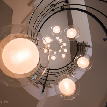 CONTEMPORARY EXTRA LONG FOYER CHANDELIER | MODERN TWO STORY CHANDELIER