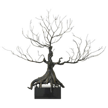 Luxe Oversize Iron Bonsai Tree Sculpture  Botanical Branches Asian Chinese
