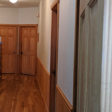 West Jefferson | Hallway | rustic Cabin | Log Home | Doors |lighting