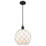 Innovations Lighting - Large Farmhouse1-Light Mini Pendant, Matte Black, White Glass with White Rope - A truly dynamic fixture, the Ballston fits seamlessly amidst most decor styles. Its sleek design and vast offering of finishes and shade options makes the Ballston an easy choice for all homes.