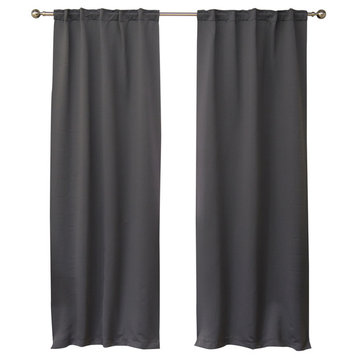 Solid Thermal Insulated Blackout Curtains, Dark Gray, 84"